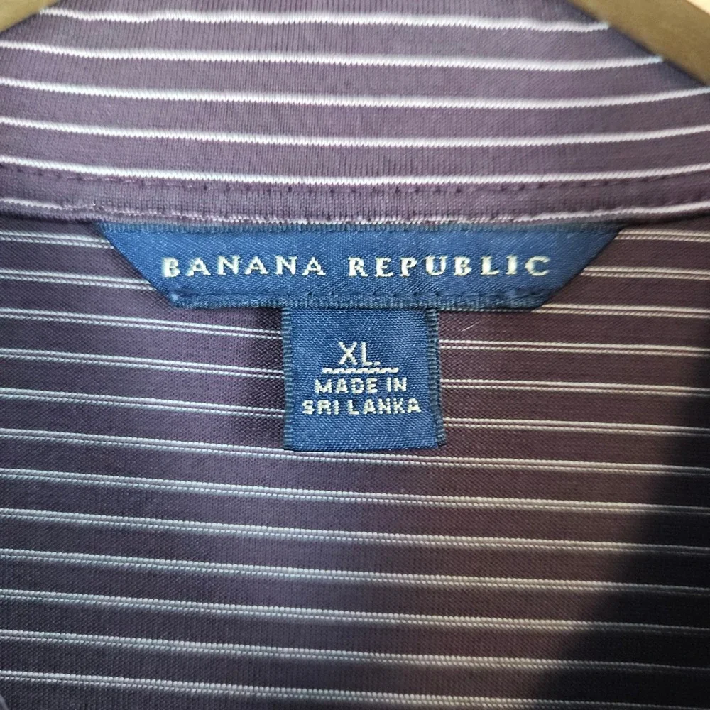 Banana Republic Men's‎ Brown Striped Polo Shirt Size XL 100% Cotton PINHOLE